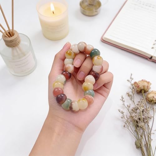Image of Natural Bodhi Seed Bracelets Anxiety Fidget Bracelets Anxiety Relief Items Protection Healing Stretch Bodhi Fidget Bracelet for Women Men