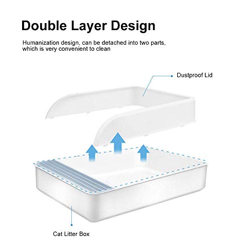 Caixa de areia para gatos,Caixa de areia para gatos semi-fechada removível anti-respingo e não pegaj