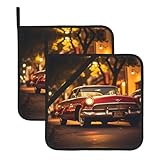 Matériau de qualité : fabriqués en tissu polyester imperméable et en matériau anti-brûlure, ces maniques YYHWHJDE Classic Vintage Cars sont parfaites pour manipuler des ustensiles de cuisine chauds et servir des plats dans la cuisine, assurant sécurité et protection.