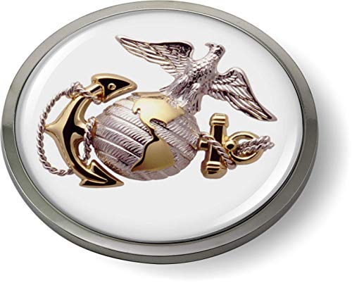 Image of The Eagle Globe Anchor US Marine Corps USMC CAR Emblem Chrome Metal Bezel | Officially Licensed US Marine Corps Product, 3D Domed, Badge, Sticker, made by BestLicensePlateFrames