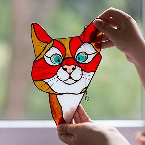 image for Barbas & Zacári Stained Glass Cat Window Hangings - Peeking Cat Stain