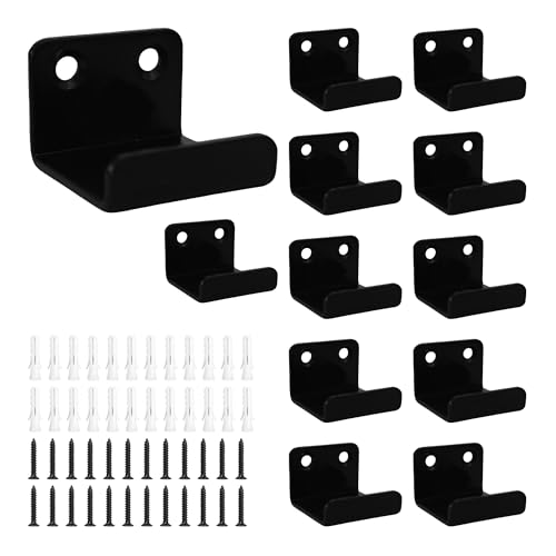 bociloy 12Pcs Black Tile Display Wall Hanger, Stainless Steel Billboard Mounting Brackets, Heavy Duty Wall-Mounted Tile Hooks for Ceramics, Mirrors, Picture Frames (35x23x30mm)