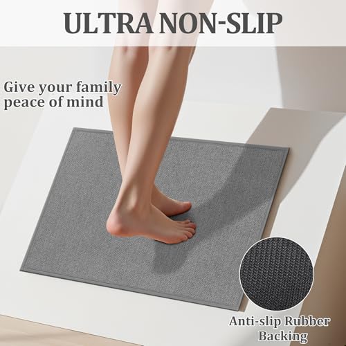 Pauwer Non Slip Kitchen Rugs, Machine Washable Soft Kitchen Mat, Light Grey - image 4