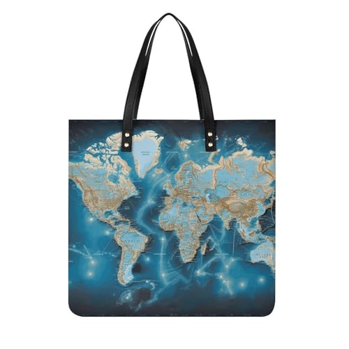 Sac seau World Map en cuir végétalien résistant pour organiser vos journées