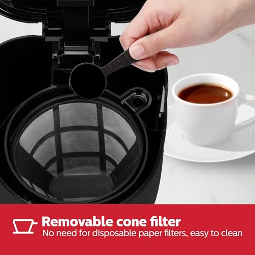 Image of Holstein Housewares 5-Cup Programable Coffee Maker, Convenient and User Friendly, Black and Stainless Steel with Auto Pause and Serve Function, Glass Carafe