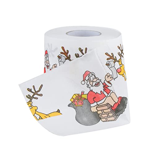 Papel higiénico navideño Santa Claus Impreso Rollo de papel higiénico Suministros de Navidad para decoración de baño Decoración de fiestas Festive Regalos novedosos