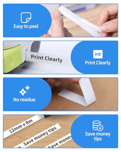 5PK Tze-231 PTH110 D210 Label Maker Tape 12mm Compatible with Brother P Touch Label Tape 12mm Tze231, Compatible for Brother P-Touch PT-D200 D220 D400AD H110 H200BP D600 1230, Tze  image 6