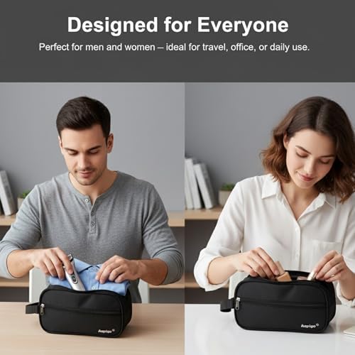 Image of Aepig Polyester Multipurpose Toiletry Bag for Men Hanging Dopp Kit Water Resistant Shaving Bag Small Toiletry Bag for Traveling, Black
