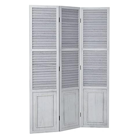 Homestyle4u 1363, Paravent Raumteiler 3 teilig, Holz Lamellen Cover