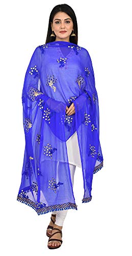 Image of YOUTHQUAKE Heavy Embroidered Work Chiffon Dupatta for Womens & Girls With Fancy Lace