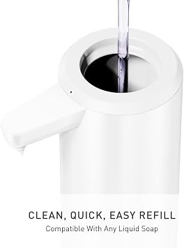 simplehuman Liquid Sensor Pump, 9 oz Automatic Soap Dispenser for Kitchen and Bathroom, Touchless Motion Sensor, Variable Dispense, Rechargeable, No-Drip Spout, High-Grade White Steel