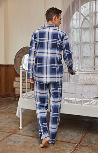 Vulcanodon Mens Plaid Pajama Set, Soft Print Pajamas for Men, Lightweight Warm PJS with Pockets3