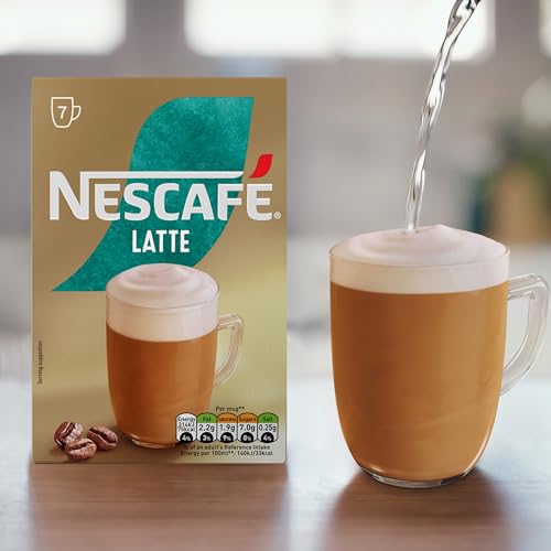 Image of NESCAFE Latte Instant Coffee 7 Sachets, 100percent Responsibly Sourced Coffee Pack of 1