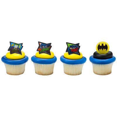 Batman Comic Cupcake Topper Rings - Set of 12