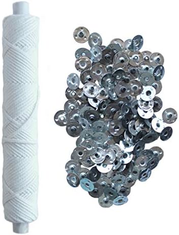 Cozyours Braided Candle Wick Spool 100ft, Metal Sustainer Tabs 100 pcs