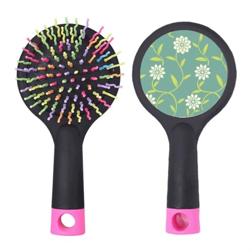 Brosse à cheveux démêlante design floral vert accessoire coiffure anti-nœuds