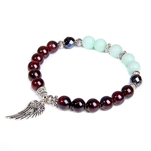 Bracelet en pierre de grenat naturel avec charm lotus pour le yoga