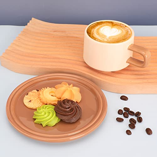 Contrasting Color Ceramic Coffee Cup Nordic Simple Afternoon Tea Cup Korean Coffee Cup And Saucer,8.4 Oz/250 Ml Ceramic Mug Set (Beige And Coffee) #TOP3