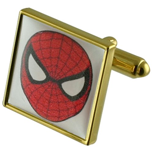 Gemelos de oro de Spider-Man grabados accesorio camisa hombre estuche personalizado