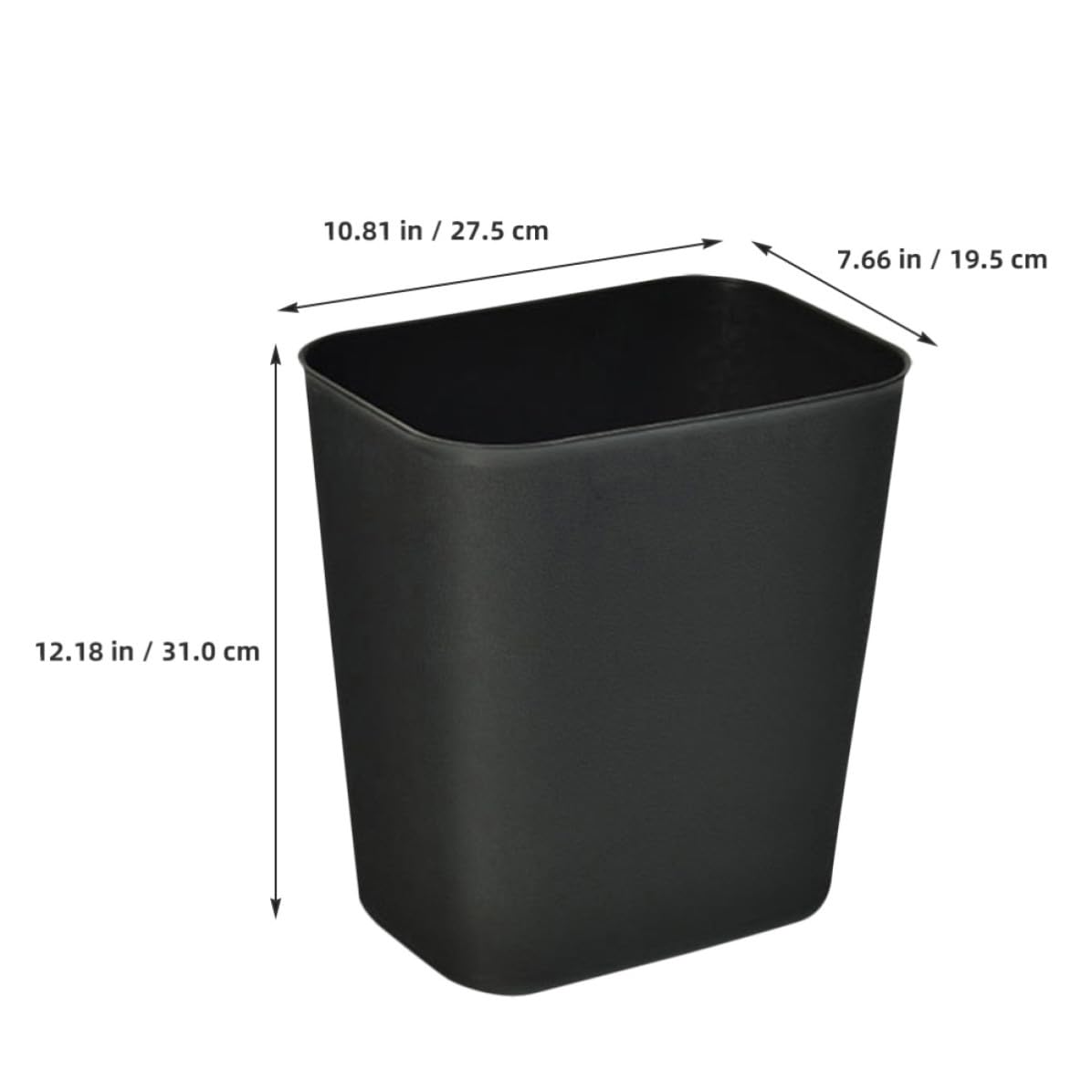 Mikinona Papelera para Dormitorio 14L sin Tapa 2Piezas ABS Negro para Hogar e Interiores