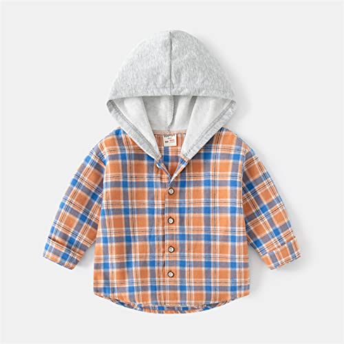 Plaid Shirt Cotton Hoodies for Girls Boys Button Down Long Sleeve Flannel Shirts Warm Jackets Pocket Kids Casual Fall Clothes2