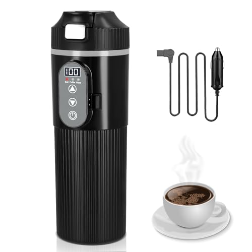 Calentador Agua Portatil,12V/24V Hervidor de Agua para Coche 500ml Taza de Calefacción para Automóviles Mini Taza de Café Eléctrica Encendedor de Cigarrillos para Coche Hacer Té y Café Oteles Oficinas
