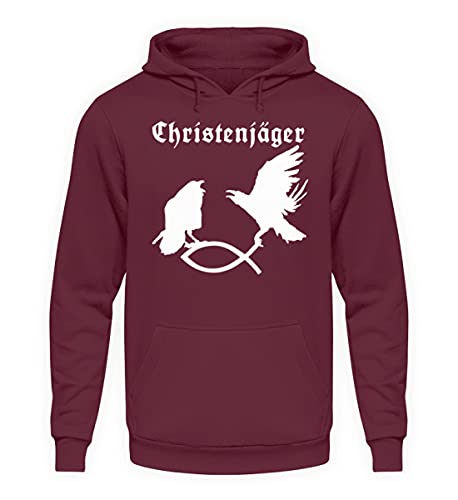Sweat à capuche Hugin et Munin rouge uni pour adulte en taille M