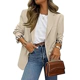 Generisch Blazer Damen Elegant Anzug Sportlich Sakko mit Taschen Business Outfit Büro Anzüge mit Knopf Arbeitsanzug Einreihiger Blazer Arbeit Longblazer Einfarbig Damenblazer Frauen Jacke 2026