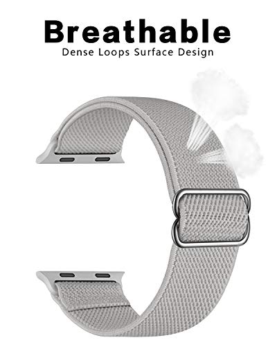 Image of AMANECER Stretchy Nylon Bands Compatible with Apple Watch Ultra 3 /2 /1 SE Series 11 /10 /9 /8 /7 /6 /5 /4, Adjustable Braided Elastic Sport Loop Rugged Straps for iWatch Women Men (Storm Gray, 44 /45 /46 /49MM)
