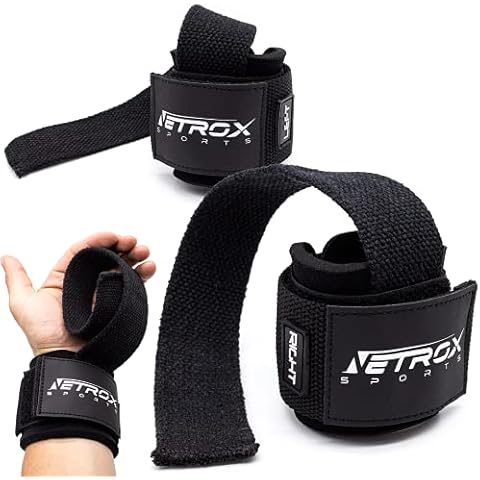 NetroxSports® - Lifting Straps | Professionelle Zughilfen mit Handgelenkbandage | Für Bodybuilding, Gewichteheben, Kraftsport, Krafttraining & Fitness | Geeignet für schwere Gewichte | Herren & Damen Cover