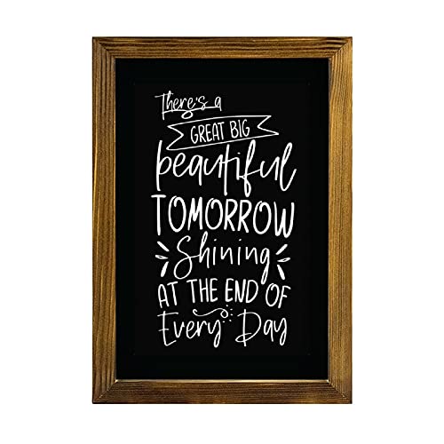 Elvoes Rustic Wood Framed Sign There is A Great Big Beautiful Tomorrow Farmhouse Home Decor Wall Art for Bedroom Living Room Kitchen Decoration, 8x12 Inch