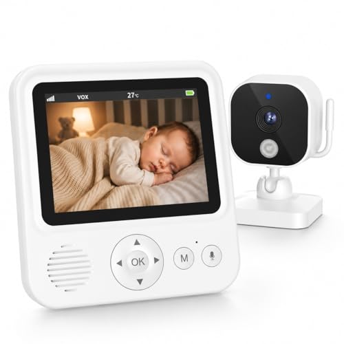 OBVHNUA Baby Monitor Video e Audio 2,8' 720P LCD IPS 2000mAh USB-C Baby Phone con Zoom Digitale VOX Visione Notturna Comunicazione Bidirezionale Sensore Ninna...