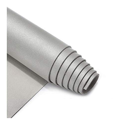 GLFYHG DIY PU Cuir Tissu Fait Main en Tissu en Cuir Souple Couture Artisanale Artisanale Plaine Hydrofuge de Broderie, de la Peau Mince Tissu en Cuir Faux, Argent (Size : 1.38×1m)