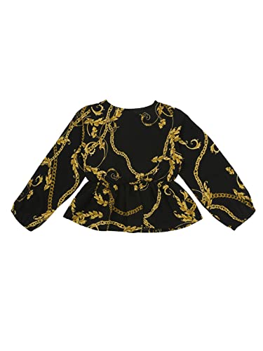 Image of pluss Girl Black Floral Print Top (GTP13952-GOLDENNUGGETPRT)