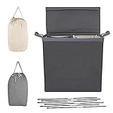 MCleanPin Double Laundry Hamper with Lid and Laundry Liners,2 Section clothesHamper,Divided Laundry Sorter with Laundry Bags, Dorm Room Clothes Hampers for College (Elegant Grey)