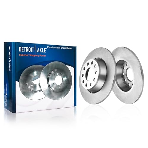 Image of Detroit Axle - Rear Brake Kit for 2011 2012 2013 Audi A3 Quattro 11.10 inch | inch Disc Brake Rotors Ceramic Brake Pads with Hardware Replacement