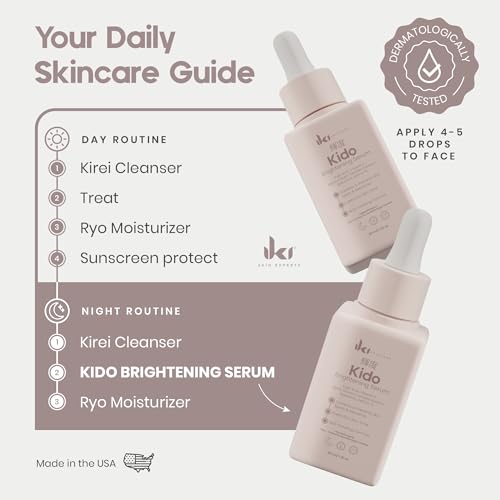 IKI Kido Brightening Serum - Reduces Dark Spots, Evens Skin Tone, Hydrates Deeply, Non-Irritating Formula, Kojic Acid, Alpha Arbutin, Retinol Serum for Face, Centella Asiatica, & Vitamin E - Image 5