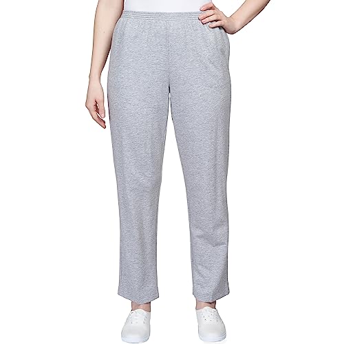 Alfred Dunner Women's Petite French Terry Elastic Waist Short Length Pant Size PL Grey