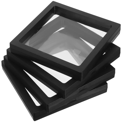 YARNOW Vitrine Flottante Transparente Effet 3D 14X14 Cm Présentoir Bijoux Stable Pour Anneaux Accessoires Et Rangement