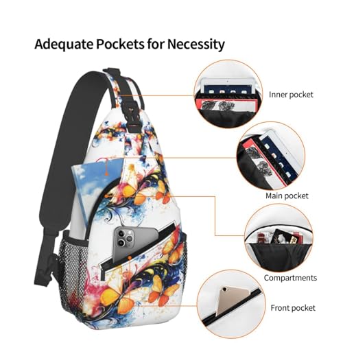 Image of Crossbody Bag Elegant Romantic Butterfly Sling Bag Backpack Chest Bags Shoulder Bag for Women Men
