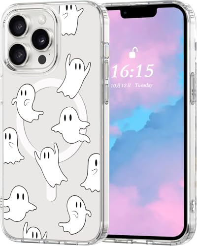 Houdqklee Magnetic Ghost Phone Case for iPhone 14 Pro, Cute Kawaii Halloween Case Compatible with MagSafe,Wireless Slim Clear Phone Cover for iPhone 14 Pro - image 1