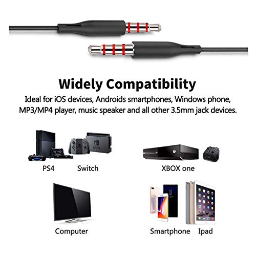 Earbuds, Headphones with Microphone Pack of 3, Earbuds Wired, Stereo in-Ear Earphones, Compatible with iPhone and Android Smartphones, iPod, iPad, MP3 Players, Fits 3.5mm Interface(Black+White+Red) - Thumbnail 7
