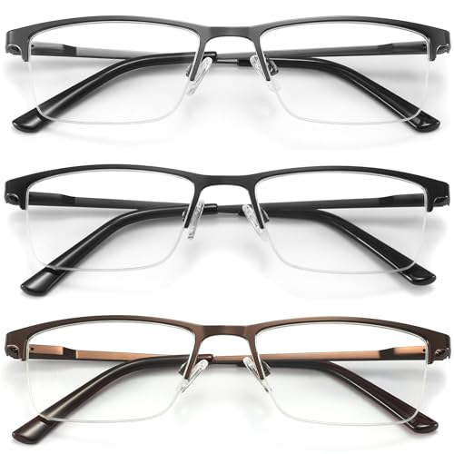 Image of 3 Pack Blue Light Blocking Reading Glasses Men Readers 1.0-4.0