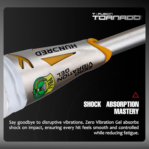 Image of Hundred T-Fusion Tornado Badminton Racket with Full Cover | ≤32 lbs | Performance Racket | Sturdy Frame & Smooth Swing | Offensive Shots & Fast Game