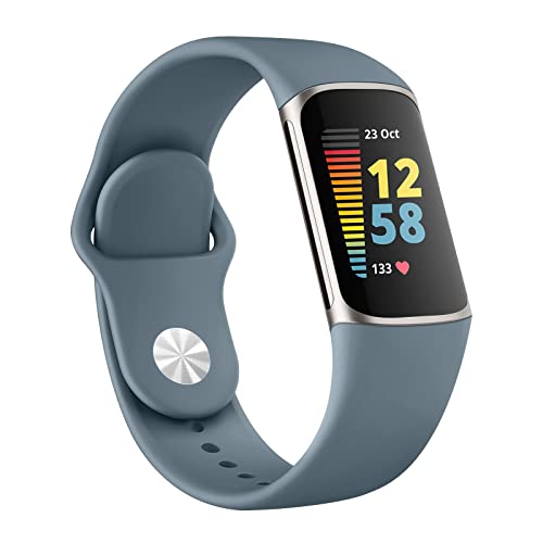 Image of Tobfit Silicone Strap for Fitbit Charge 6 / Fitbit Charge 5 Fitness Tracker, Soft Adjustable Replacement Band with Hidden Buckle, Sport Wristband for Men Women