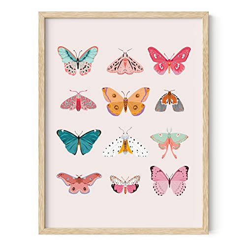 Image of HAUS AND HUES Vintage Butterfly Posters & Prints - Wall Art Decor, Monarch Art Prints, Butterflies Wall Decor (Beige Framed, 12x16)