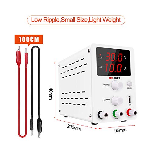 Image of DHRUV-PRO Nice-Power Rsps3010 3 Corded Electric Digital Laboratory Test Phone Repair Usb 5V 2A, 30V 10A Adjustable Switching Power Supply, White