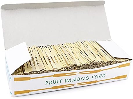 UPlama 750Pcs Bamboo Forks,Wooden Appetizer Forks for Appetizer, Cocktail, Fruit, Pastry, Dessert,3.4inch