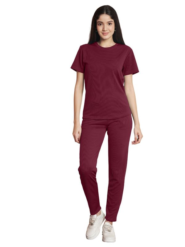 Image of DTR FASHION Polyester Blend Solid Lining Tracksuit | Night Wear Suit For Women