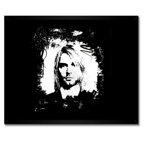 Poster Kurt Cobain encadré blanc 50 x 40 cm | Cadre déco haut de gamme musique Nirvana H4647M